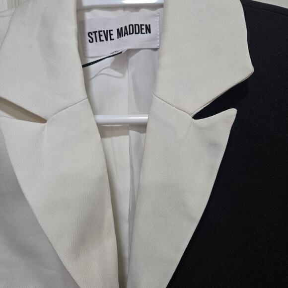 Steve Madden Colorblock Black White Blazer Coat XS NWT Missing Belt - Picture 7 of 9